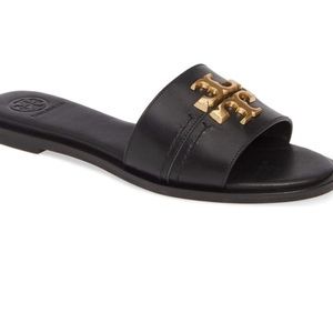 💥NEW 💯Auth 🌟Tory Burch Black Leather Slide Sandals Size 7 1/2